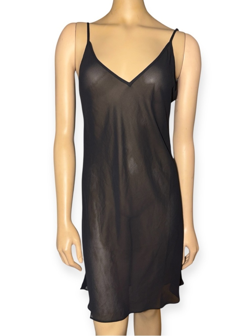 Victoria’s Secret sheer Black sphagetti strap slip Dress Women's size M